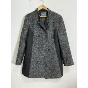 Womans Covington Black Lined Long Peacoat Wool Blend Large